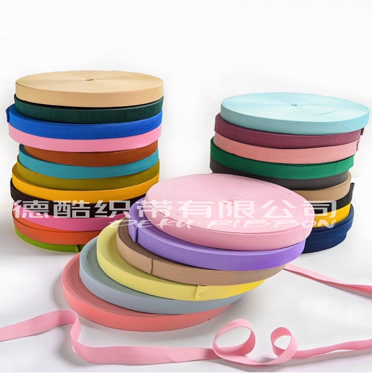 The manufacturer is hot-pushing 2cm high-elastic colored crocheted knitted tape and 16 # color high-elastic elastic tape details Picture