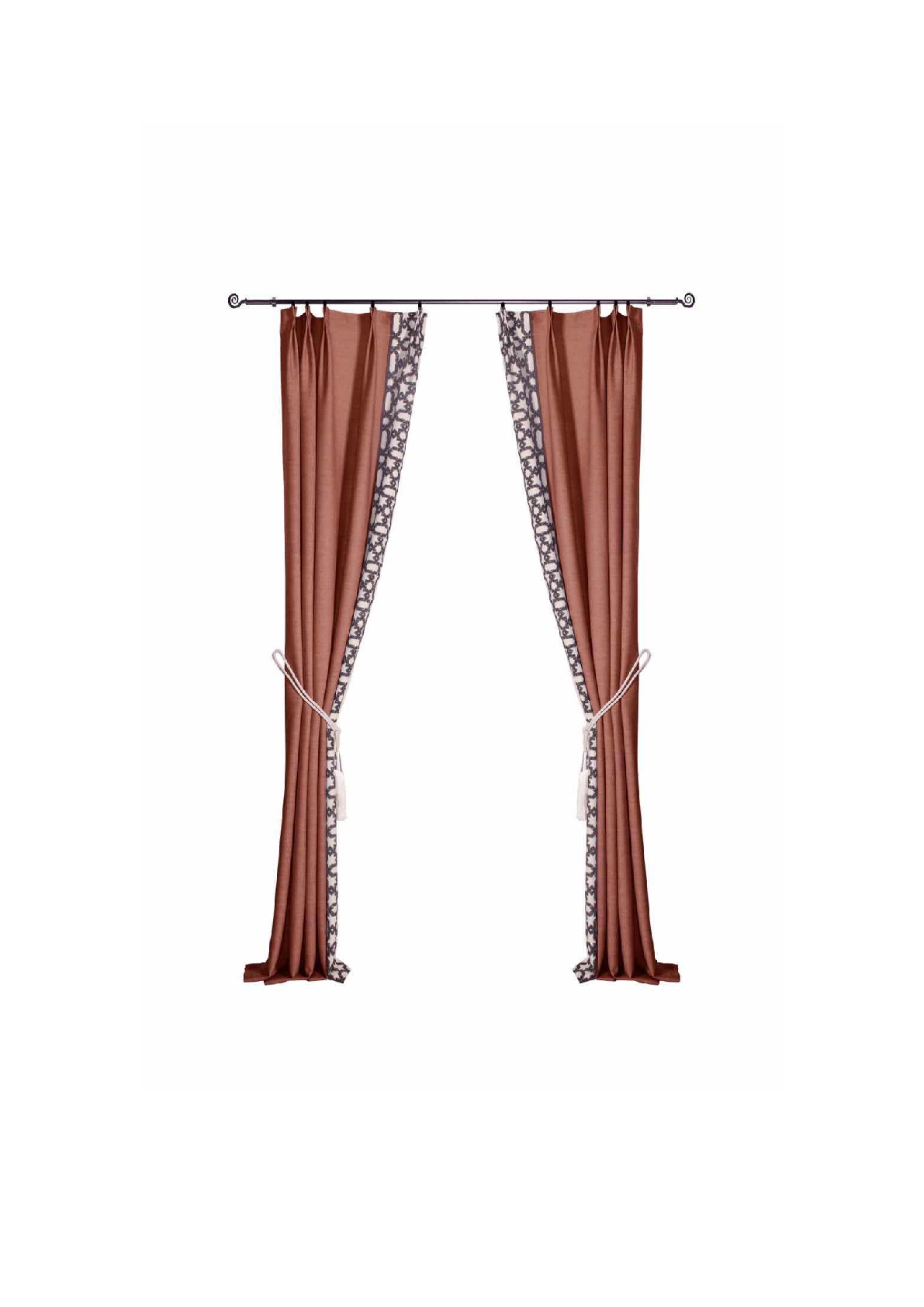 知色窗帘现代简约轻奢窗帘高精密提花橙色拼接高档客厅卧室遮光详情图4