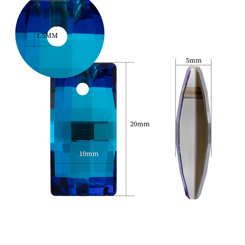 格瑞斯特长方直角单孔吊坠K9水晶玻璃水晶钻项链配件diy耳饰配件
