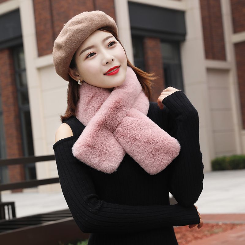 Korean Rabbit Hair Scarf Bib Rex Rabbit Hair Scarf Female Winter Thick Lazy Rabbit Plush Hair Scarf Specification drawing
