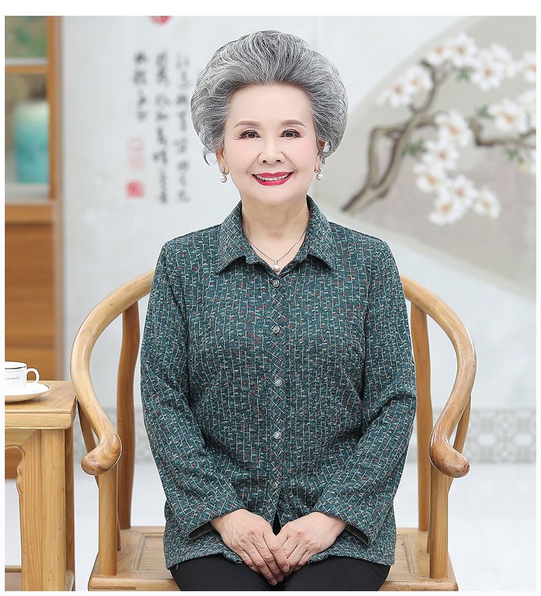 New summer shirts for 60-year-old mothers, spring shirts for the elderly, women's shirts for 70-year-old grandmothers, wives, elderly people, and grandmothers detail image 12