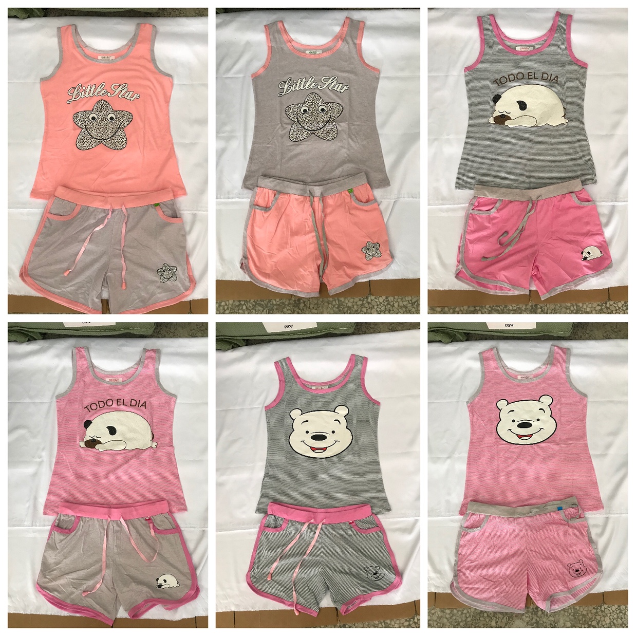 Summer cotton-padded sleeveless tank top, shorts, home wear, summer cartoon halter set, Korean style thin casual pajamas for women details Picture