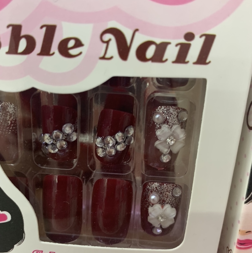 Burgundy flower 3D manicure