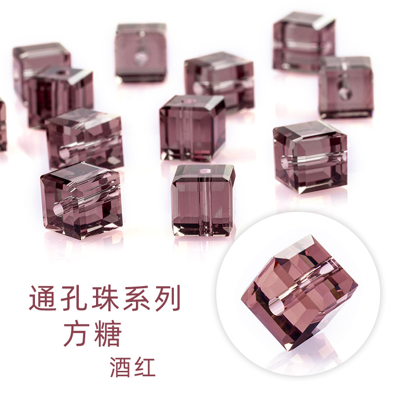 格瑞斯特新款通孔K9方糖玻璃珠 通孔珠 DIY饰品配件手链珠子玻璃扁珠批发详情图7