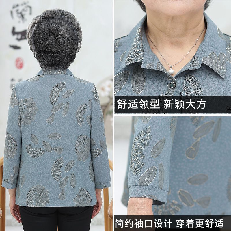 New summer shirts for middle-aged and elderly people, with lapels, long-sleeved shirts for mothers, clothes for the elderly, and thin shirts for grandmothers and grandmothers Specification image