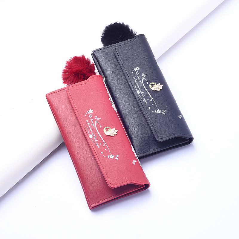 New women's long wallet in Korean style, simple and versatile, with a hairball, 20% off. Multi-functional and multi-slot direct sales Application Scenario