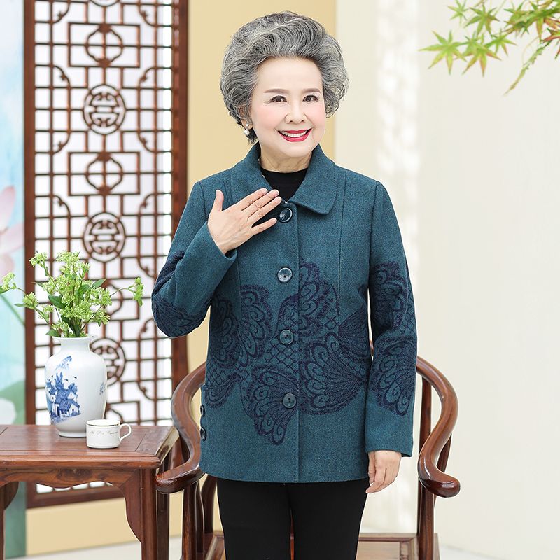 中老年人春装女妈妈外套装60老人上衣服70岁太太春秋80奶奶装毛呢详情图4