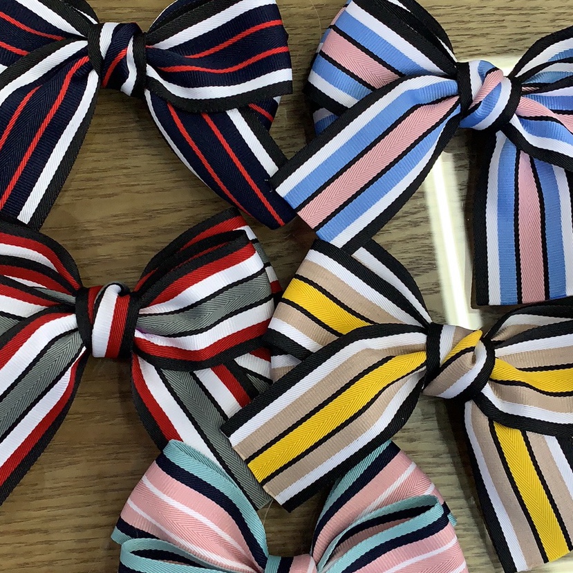 Striped bow decoration