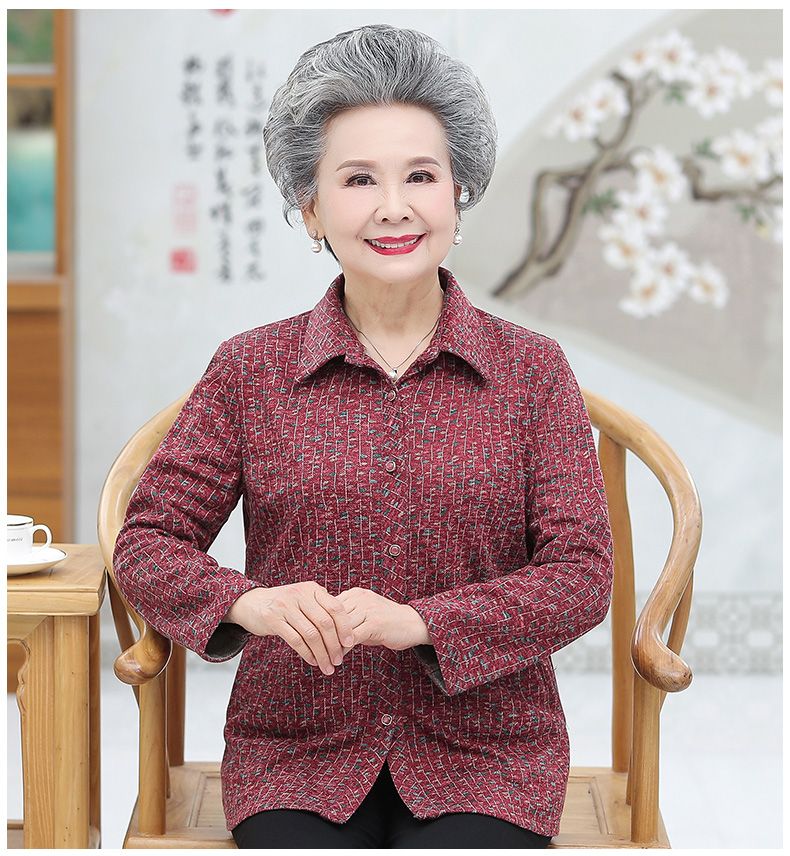 New summer shirts for 60-year-old mothers, spring shirts for the elderly, women's shirts for 70-year-old grandmothers, wives, elderly people, and grandmothers detail image 10