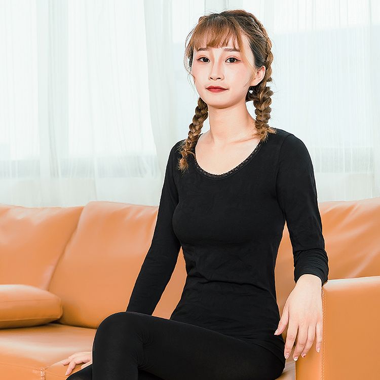 New style of thermal underwear and thermal underwear sets for women, body-shaping base, round-neck cotton sweater, red thread clothes and trousers, sent on delivery