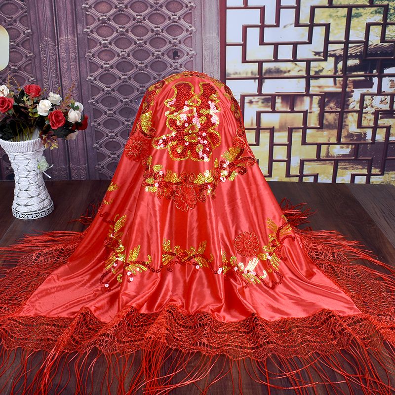 现货结婚缎布盖头新娘盖头新人盖头结婚头纱批发详情1