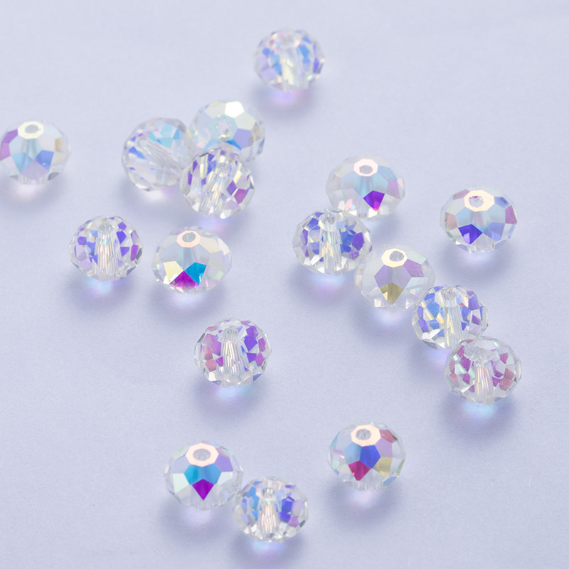 格瑞斯特新款通孔K9玻璃算盘珠 DIY饰品配件手串珠子玻璃扁珠批发