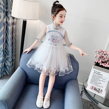 儿童裙子中国风纱裙刺绣中童3-7岁爆版