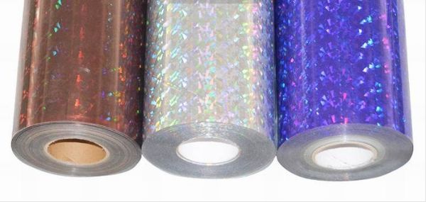 镭射PET碎玻璃刻字膜葱粉反光夜光刻字膜热转印烫画烫图