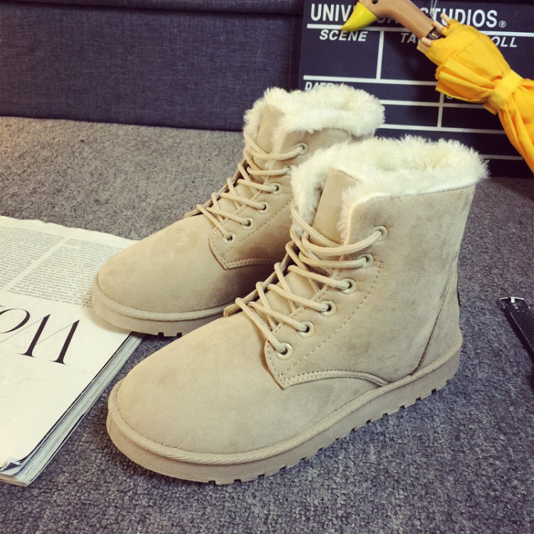 New ugg boots women's boots Flat casual Martin boots winter cottons women's cottons lace-up shoes details Picture