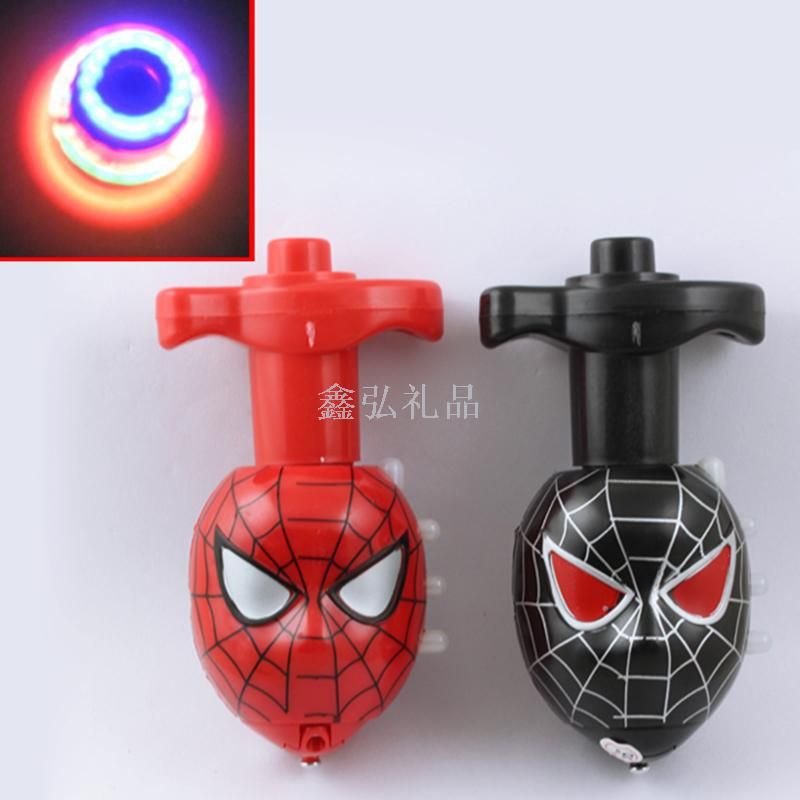 Children's toy gyro colorful light spinning cartoon hero flash music gyro for boys and girls educational toy