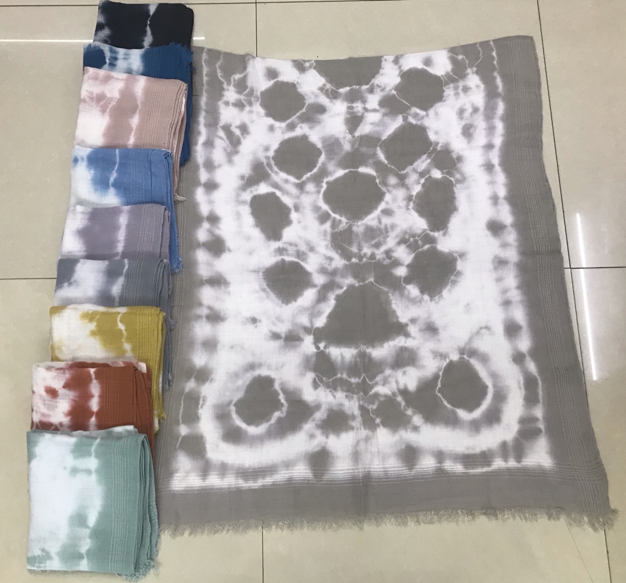 Tie Dye Scarf With Border