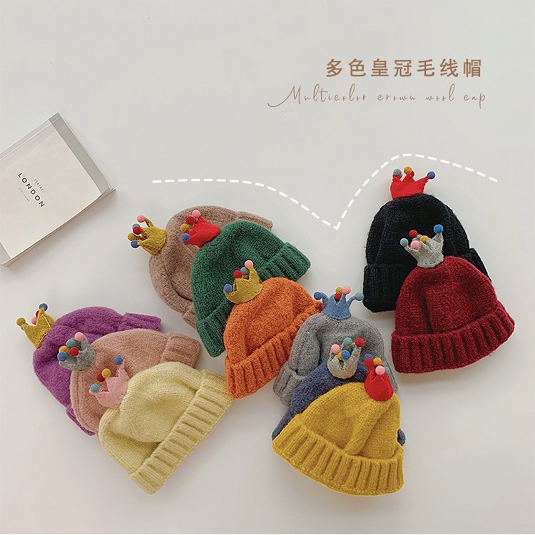 Children 3 Years Old 2 Winter Warm Hat Knitted Woolen Hat Girls Cotton Crown Earwarmers