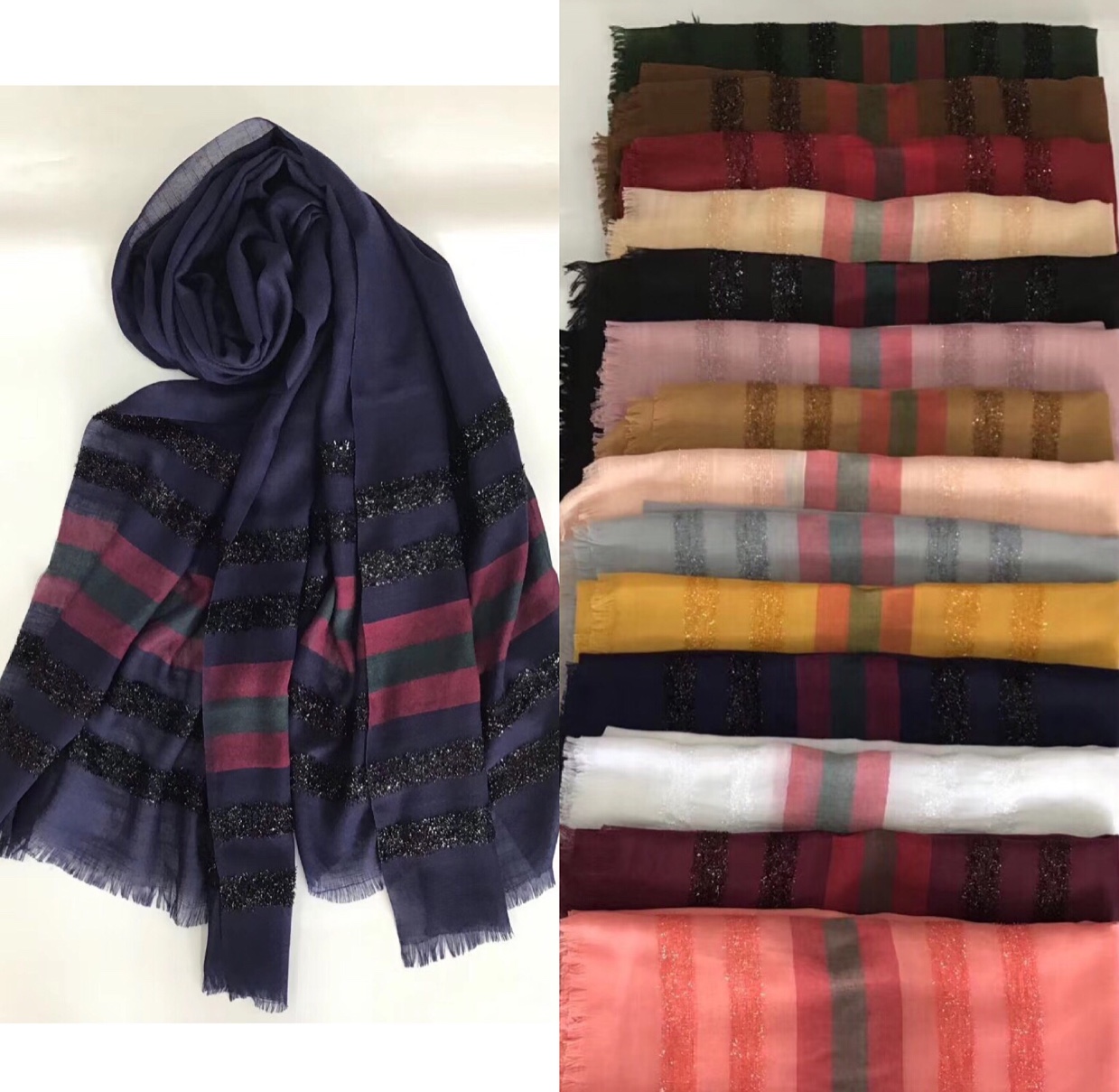 Bright Silk Stripe Dyed Scarf For Ladies