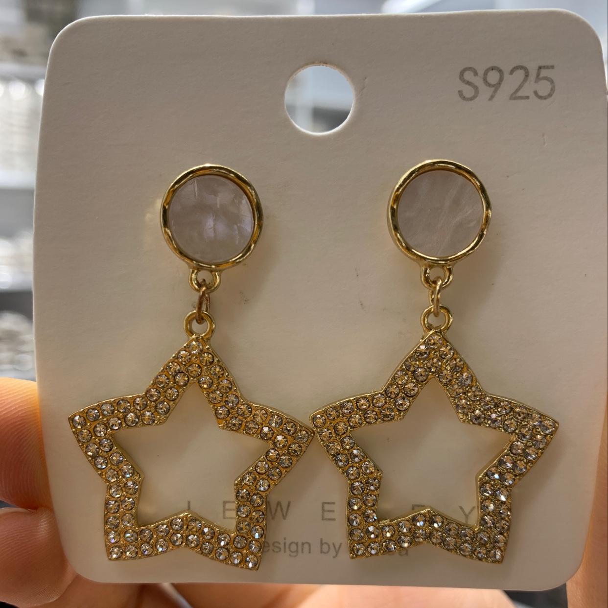 Shell rhinestone earrings thumbnail