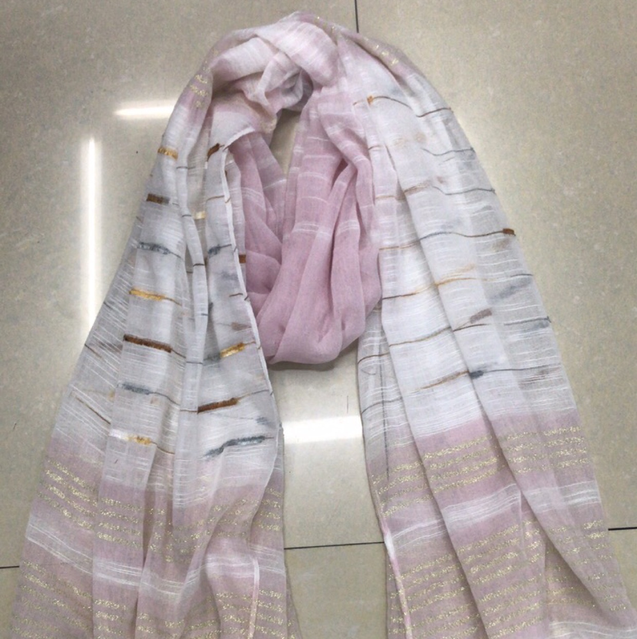 Voile Special Yarn Stripe Scarf