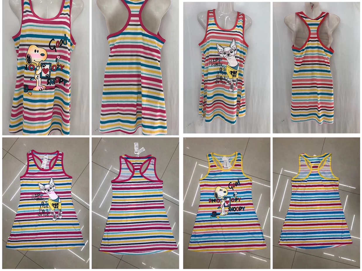 Knitted cotton striped I-line sundress