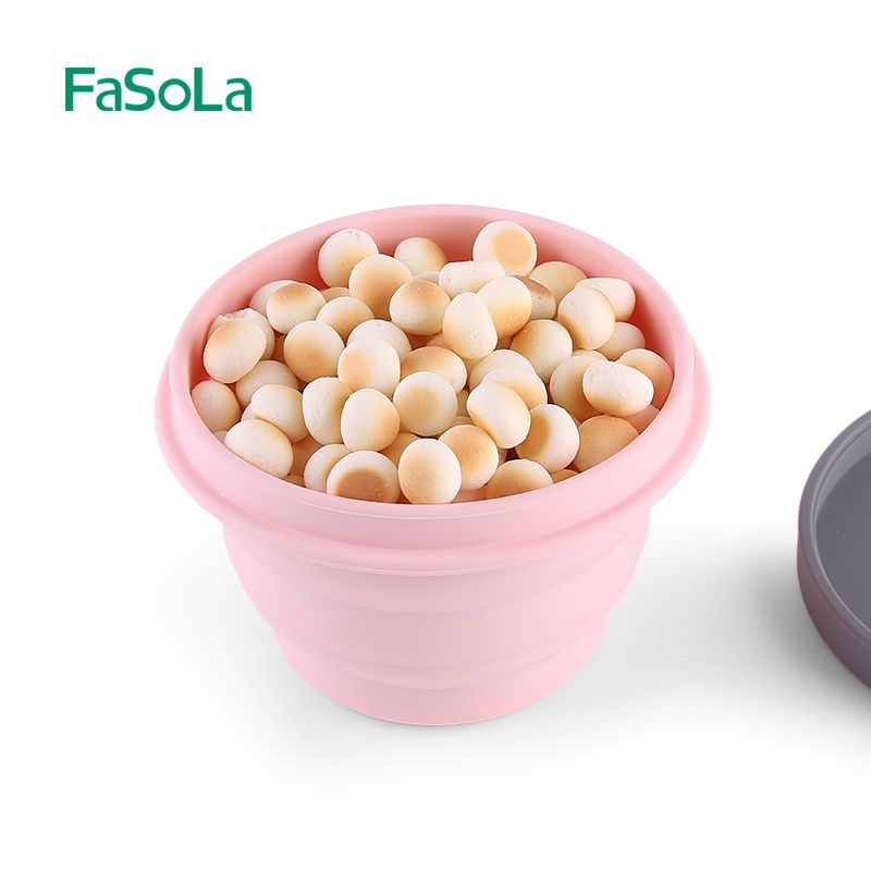 FaSoLa便携旅行硅胶折叠碗带盖泡面碗伸缩耐热户外野餐具旅游碗详情图2