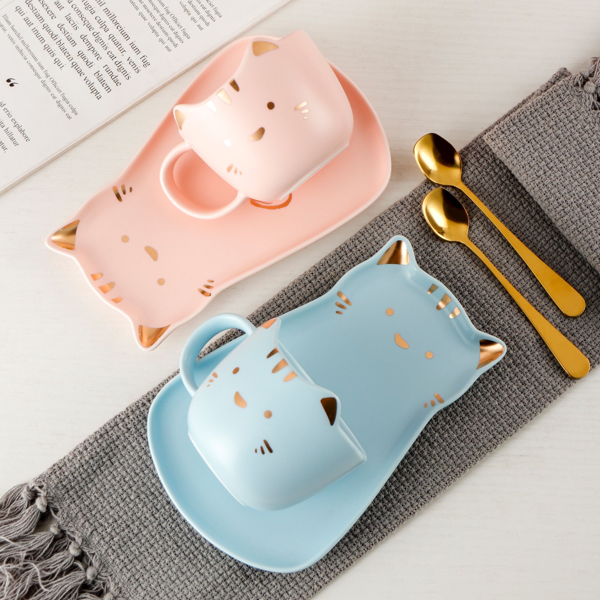 Cute Cat Coffee Cup And Tray Gsjy3510 undefined