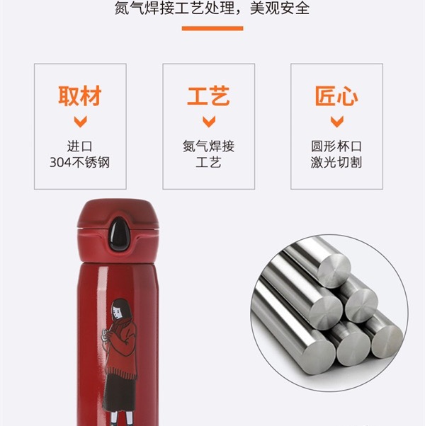 304不锈钢尚泰弹跳保温杯420ml容量男女时尚户外运动便携保温水壶细节图