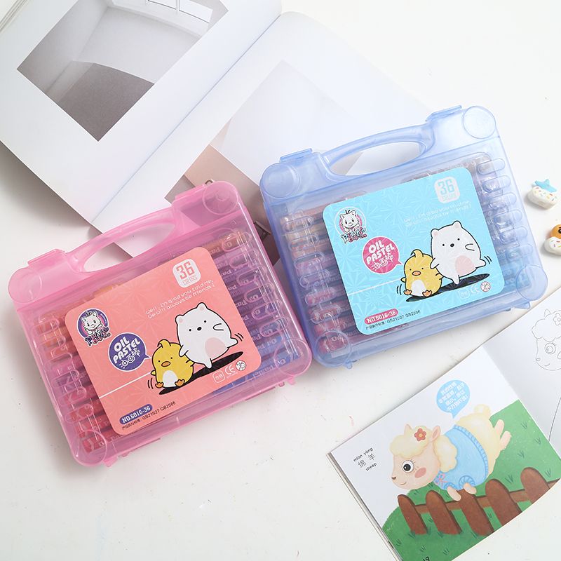 Tubean cat plastic box cartoon oil painting stick 36 color children's graffiti pen fine art crayon painting not dirty hands thumbnail