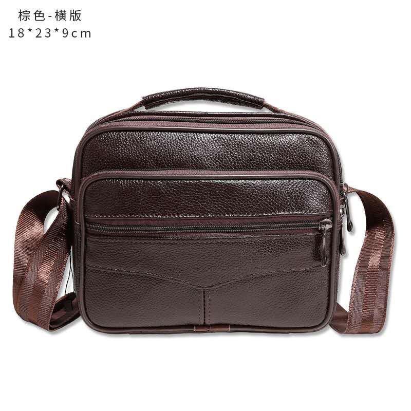 Horizontal cowhide bag Shoulder bag Casual bag Business men's bag
