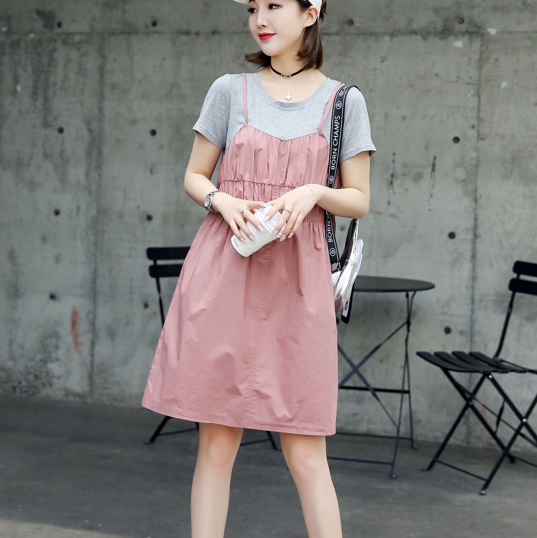 New launch ~ Summer Korean chic splicing fake two design dresses