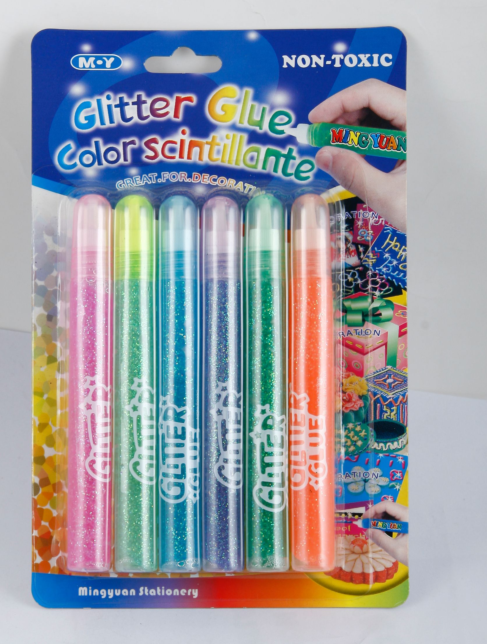 15ml gold powder glue, 6 suction cards, seven-color glue. Glitter gel pen details Picture