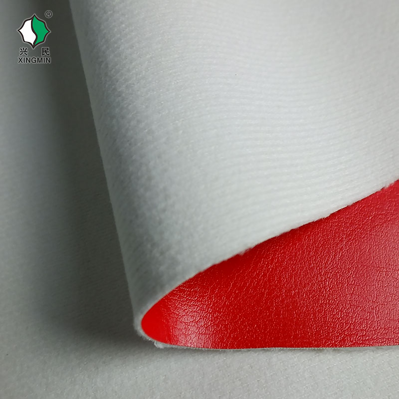 厂家直销pu仿棉绒门幅1.4米厚80丝人造革体育pu皮革面料加工定制