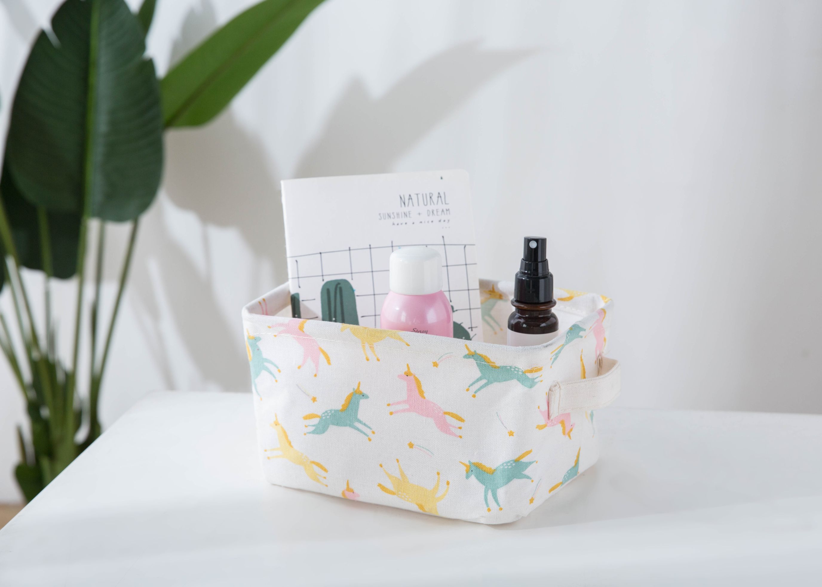 Ins North European Wind Unicorn Series Desktop Storage Small Square Box Cotton Linen White