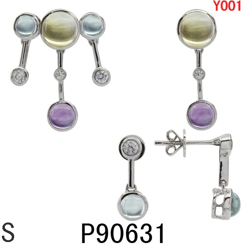 俊福珠宝®925银镶嵌多色彩宝耳饰坠106939详情图1