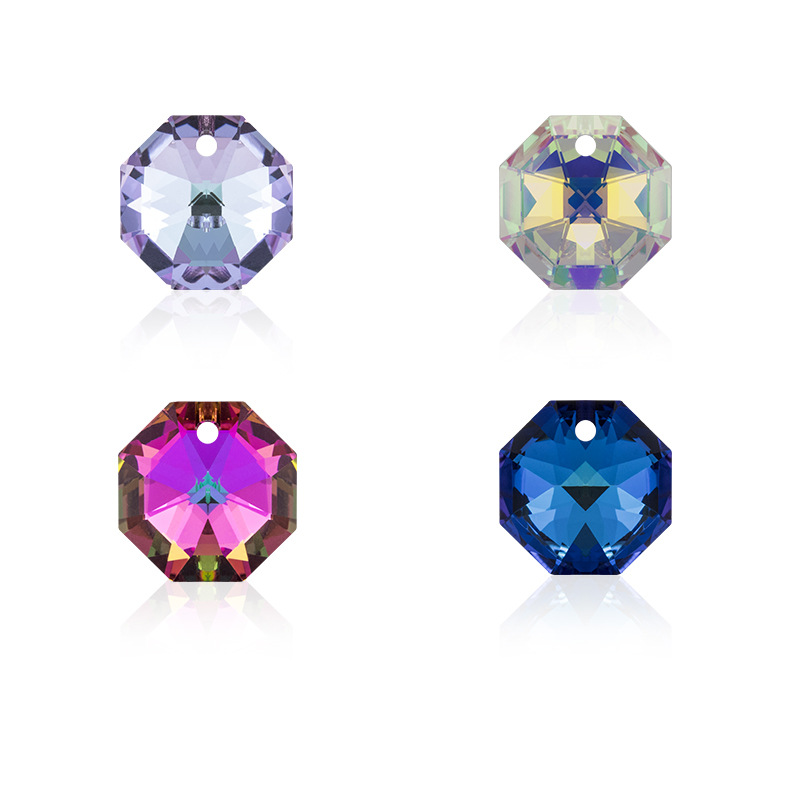 格瑞斯特八卦单孔吊坠K9水晶玻璃水晶钻项链配件diy耳饰挂饰配件