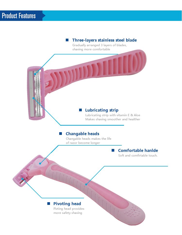 厂家直销3层刀头一刀架带4刀头，可替换刀头，女士款详情图4