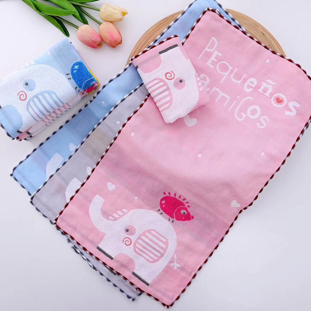 The gauze Chenille pure cotton children's towel is 25cm*50cm in many styles and can be mixed details Picture