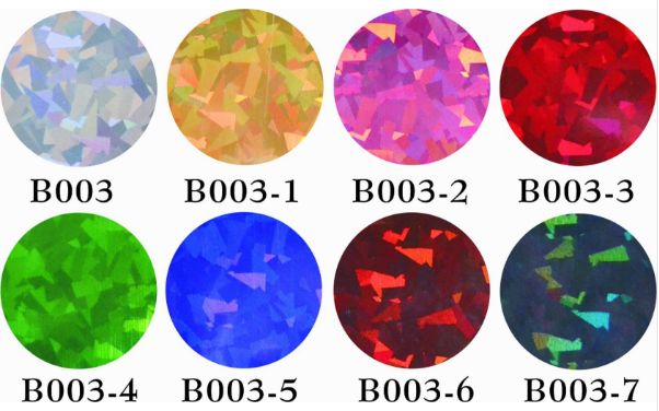 镭射PET碎玻璃刻字膜葱粉反光夜光刻字膜热转印烫画烫图详情6