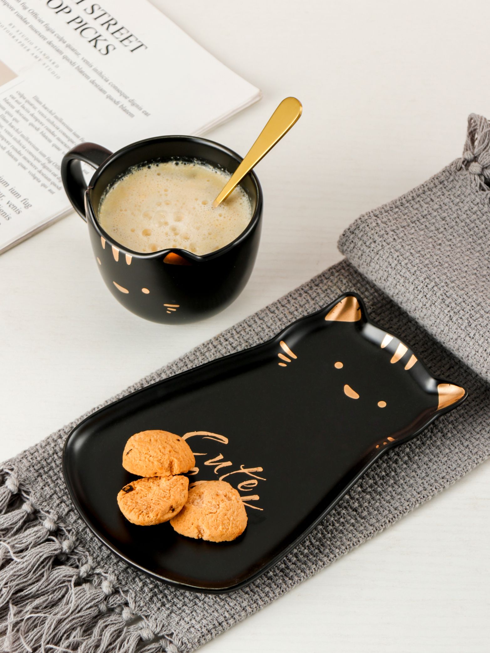 Cute Cat Coffee Cup And Tray Gsjy3510 undefined