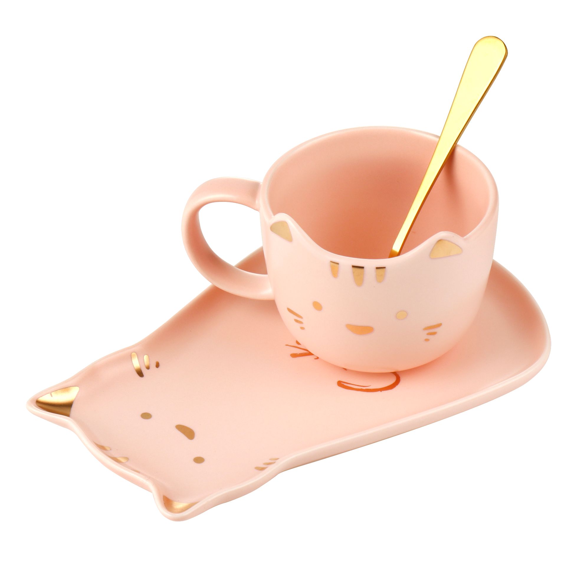 Cute Cat Coffee Cup And Tray Gsjy3510 Specification drawing