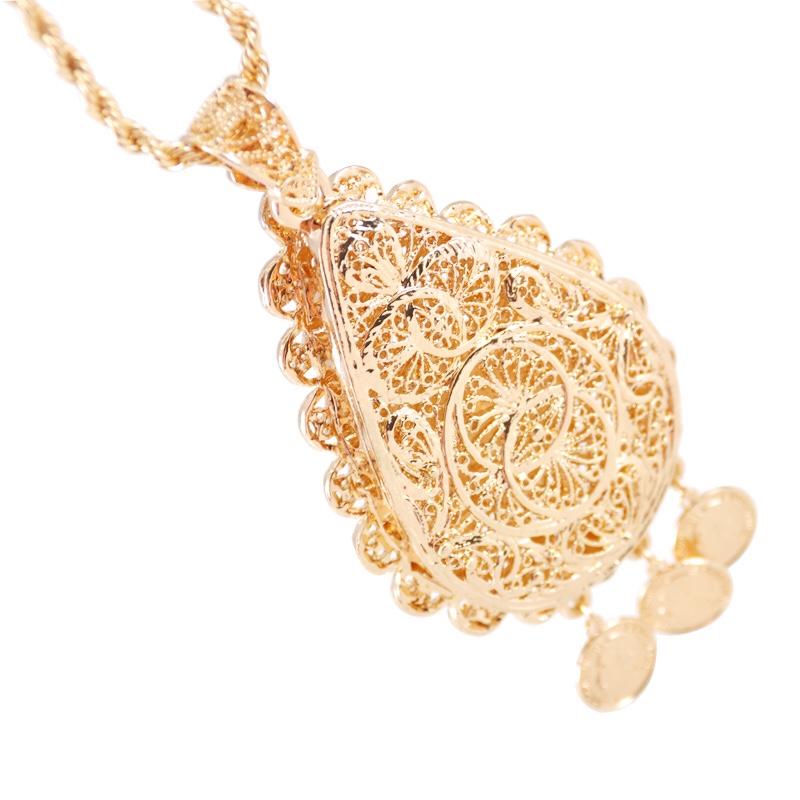 新款时尚阿拉伯双层吊坠，阿尔及利亚女性婚礼首饰