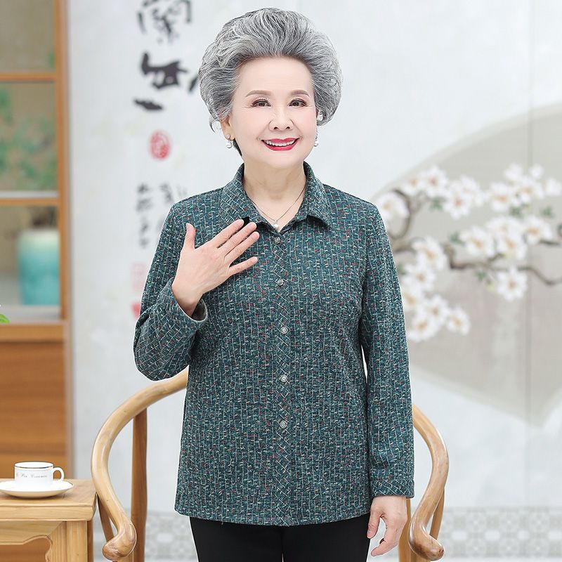 New summer shirts for 60-year-old mothers, spring shirts for the elderly, women's shirts for 70-year-old grandmothers, wives, elderly people, and grandmothers details Picture