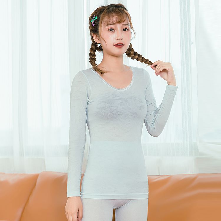 New style of thermal underwear and thermal underwear sets for women, body-shaping base, round-neck cotton sweater, red thread clothes and trousers, sent on delivery Specification image
