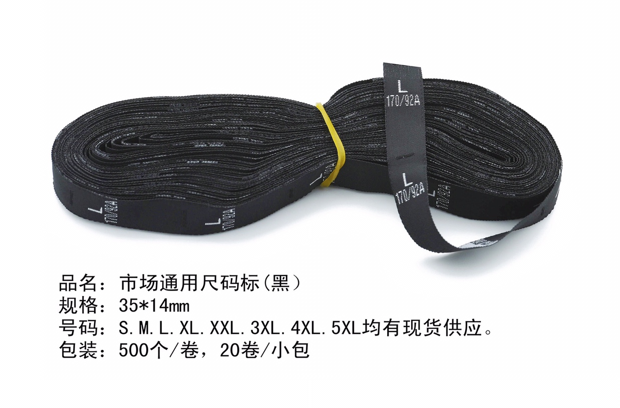 厂家直销尺码织标 通用尺码标 织唛 黑色
