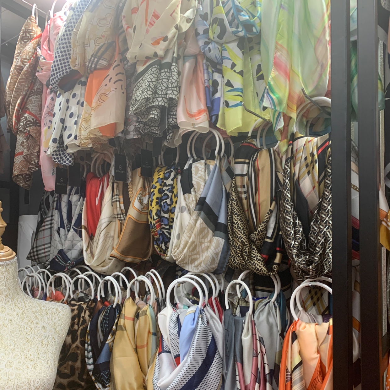Long silk scarves in imitation