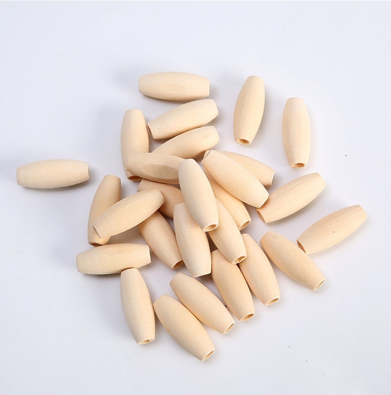 diy jewelry accessories: Loose beads, original color bleached wood beads, oval rice beads, 23*8mm, wooden beads, hand-strung beads, 1 jin package