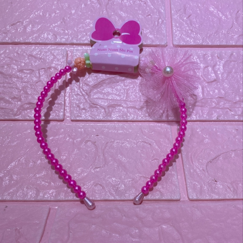 Children's beaded pearl headband lace flower pearl hair band warm Item Picture