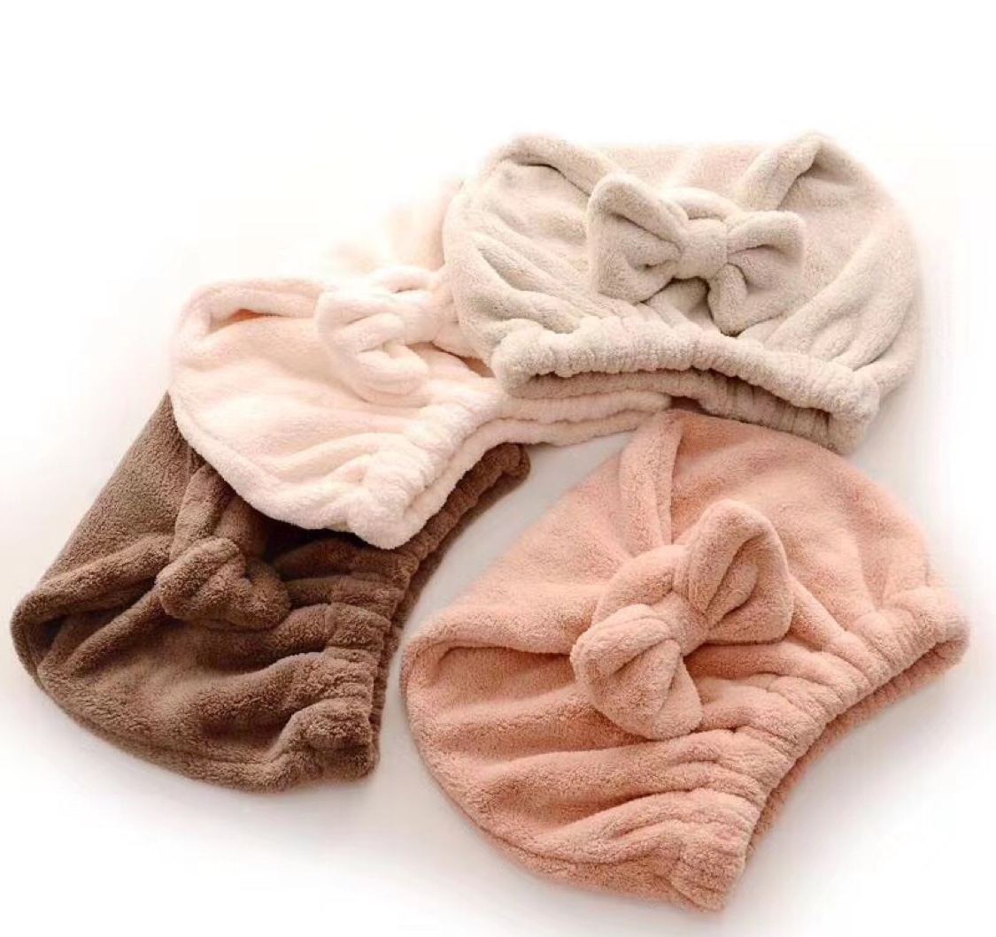 珊瑚绒浴帽蝴蝶帽使用超级方便长发短发都适用暖绒材质超强吸水量产品图